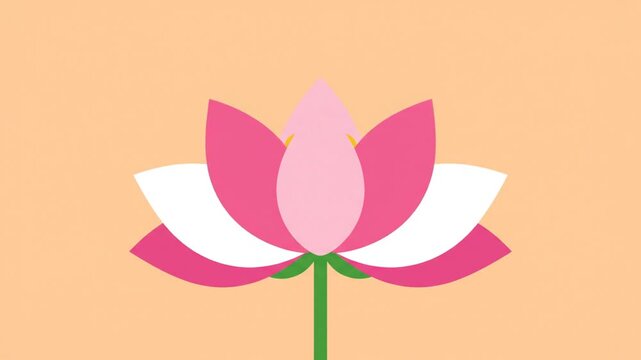 Stylized lotus flower blooming on peach background for design and art