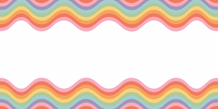 colorful wavy border horizontal rainbow wave pattern on white background