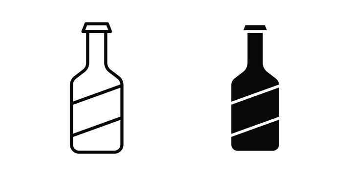 Beer Bottle Icon on white background, simple icons.