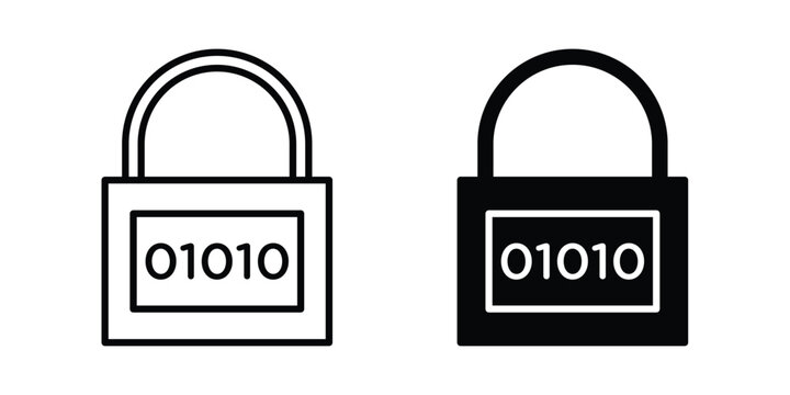 Binary Lock icon on white background, simple icons.