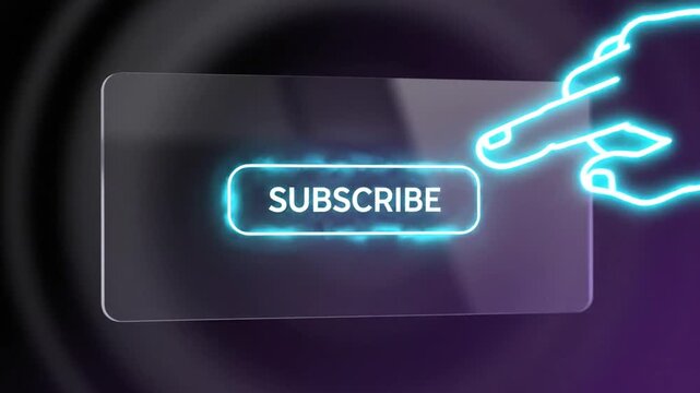 Digitally animated glowing subscribe button activation