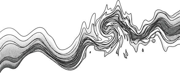 Fototapeta premium Monochrome Fluid Flow Background with Dynamic Swirls and Contour Lines Vector