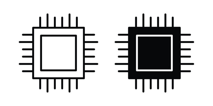 Computer chip icon on white background, simple icons.