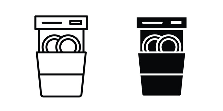 Dishwasher icon on white background, simple icons.