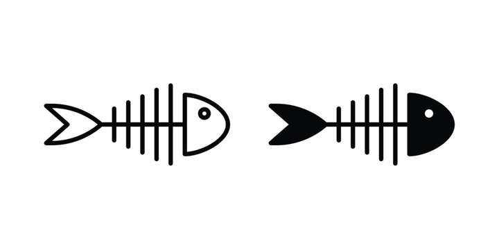 Fish bones icon on white background, simple icons.