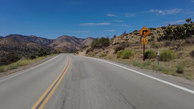 Eastern Sierra to Lake Isabella Highway 178 Eastbound 04 Front View MultiCam Driving Plate California USA
