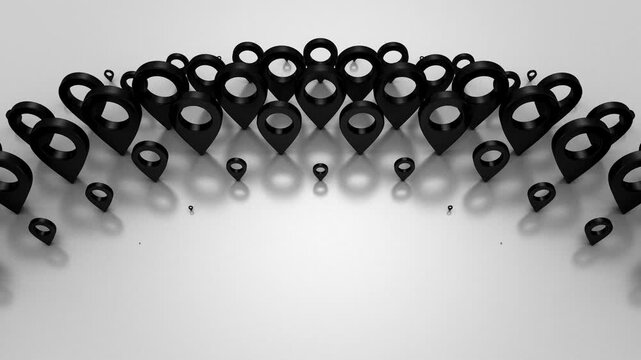 Pins Form a Wave. Abstract motion, two color, 3d rendering, 4k resolution
