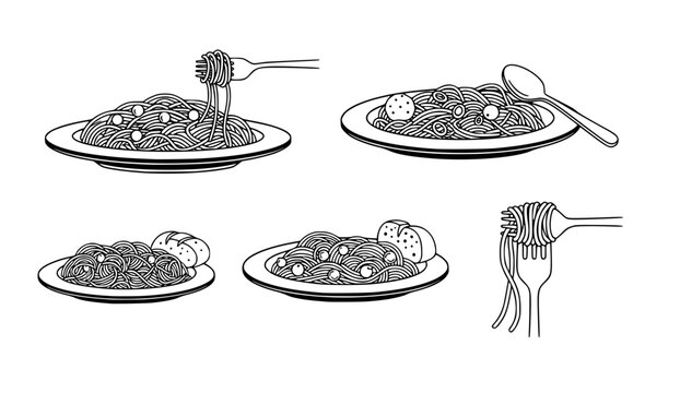 set of spaghetti plate icon vector illustration isolated on white background
