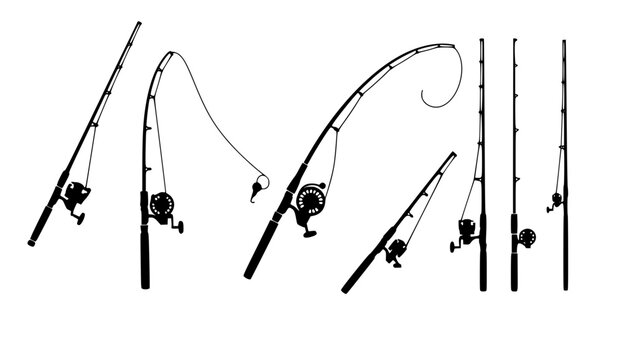 fishing rod silhouette, fishing rod icon, vector illustration
