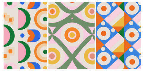 Fototapeta premium geometric pattern collection four colorful abstract panels