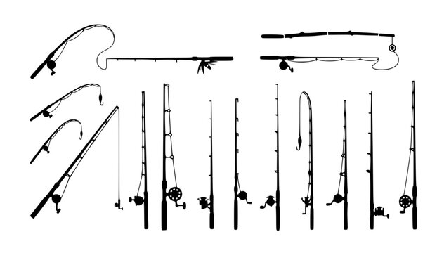 fishing rod silhouette, fishing rod icon, vector illustration
