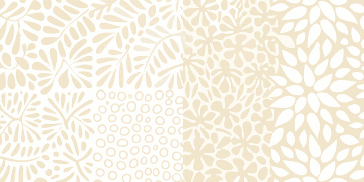 Botanical pattern seamless repeating floral design in beige
