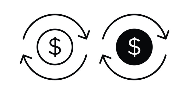 Recurring payments icon on white background, simple icons.