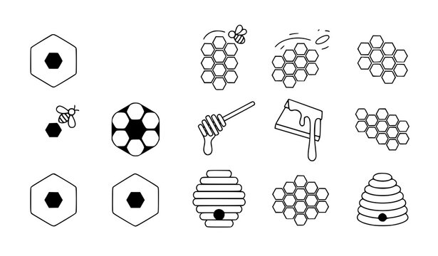 Bee and honey icons