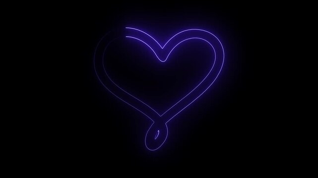Glowing bule Heart Outline on Black Background for Romantic Themes