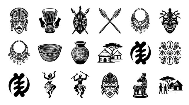 African tribal art and symbols.