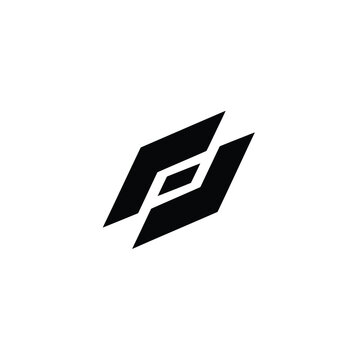 Abstract geometric featuring two parallel black parallelogram shapes on white background