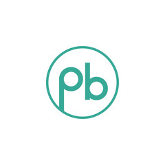 Teal lowercase letters p and b inside a circle on a white background © dipu