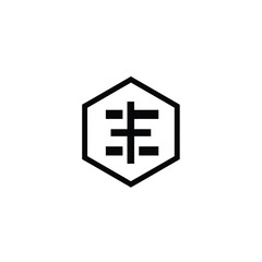 Obraz premium Hexagonal with horizontal lines on a white background