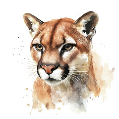 Cougar, watercolor illustration vector, isolated on a white background. © nexora