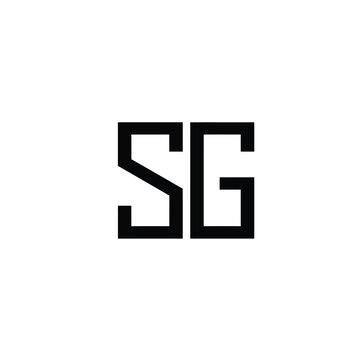 Bold geometric monogram with interlocking letters s and g in black