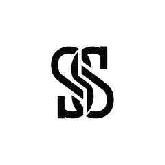 Fototapeta premium Interlocking letter s monogram in bold black lines on a white background
