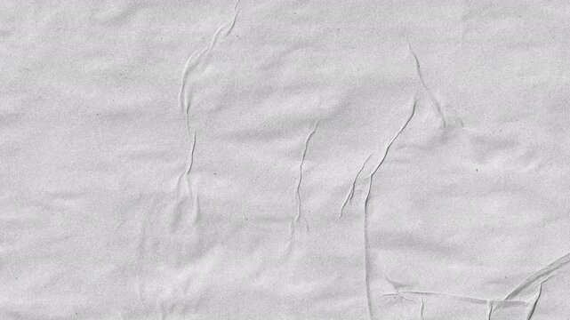 Animated white wrinkled paper texture background with realistic creases and folds for vintage film overlays and creative stop motion art projects for video.
