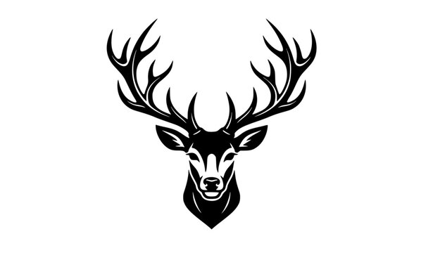 Elegant symmetrical deer head silhouette vector for luxury logo branding d&eacute;cor and apparel design