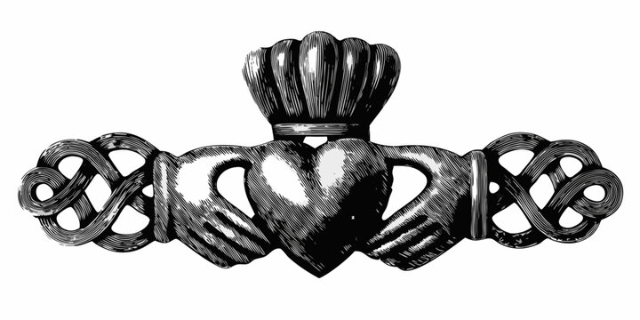 Claddagh symbol traditional irish emblem with heart and crown engraving
