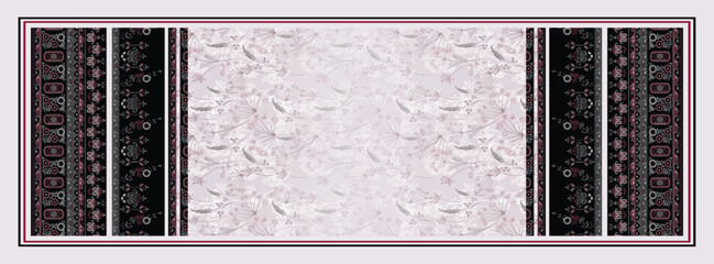 Modern Floral Bloom & Dark Contrast Border Scarf © remember