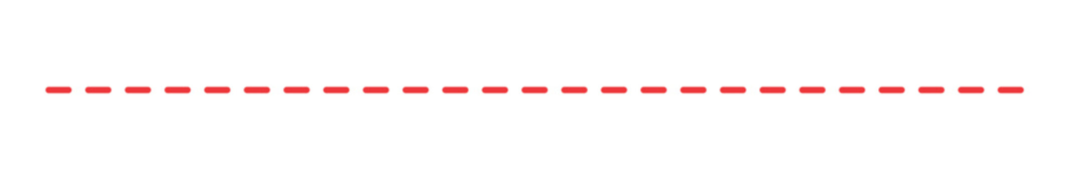 Red dashed line vector graphic for web design and document layout on transparent background