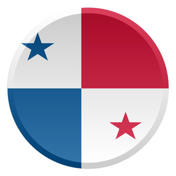 Panama Flag Round Disc and 3D Transparent Glossy Button Icon