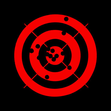 Target Symbol. Black target symbol with circles. Black target icon with crosshairs. Target achievement icon with check mark and arrows indicating success. Success.