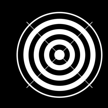Target Symbol. Black target symbol with circles. Black target icon with crosshairs. Target achievement icon with check mark and arrows indicating success. Success.