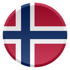 Obraz premium Norway Flag Transparent Round Button and 3D Glossy Disc Icon