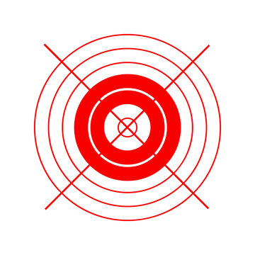 Target Symbol. Black target symbol with circles. Black target icon with crosshairs. Target achievement icon with check mark and arrows indicating success. Success.