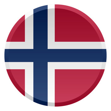 Norway Flag Transparent Round Button and 3D Glossy Disc Icon