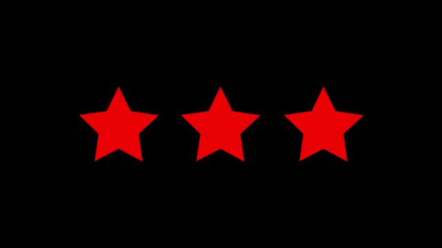 Three Red Stars Rating Animation Loop - Quality and Review Concept