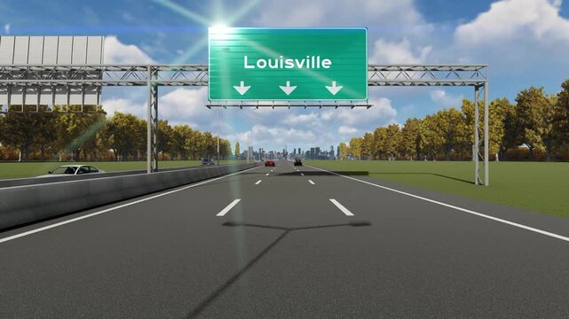 Louisville city signboard on highway