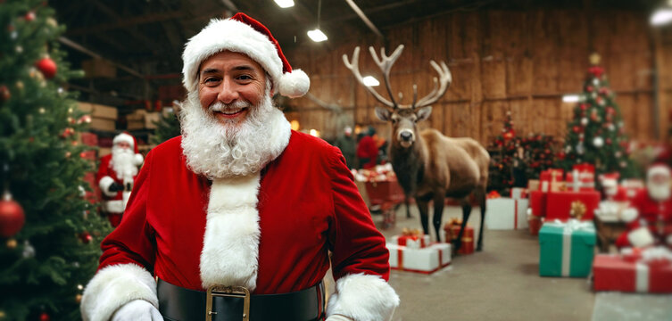Santa Claus and deer indoor
