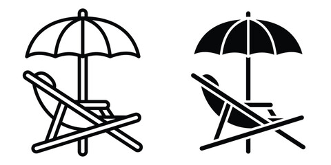 Beach chair icon design illustration drawings © Ro