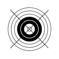 Target Symbol. Black target symbol with circles. Black target icon with crosshairs. Target achievement icon with check mark and arrows indicating success. Success. © Mylifeontopdm