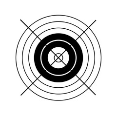 Target Symbol. Black target symbol with circles. Black target icon with crosshairs. Target achievement icon with check mark and arrows indicating success. Success. © Mylifeontopdm