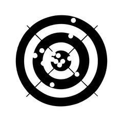 Target Symbol. Black target symbol with circles. Black target icon with crosshairs. Target achievement icon with check mark and arrows indicating success. Success. © Mylifeontopdm