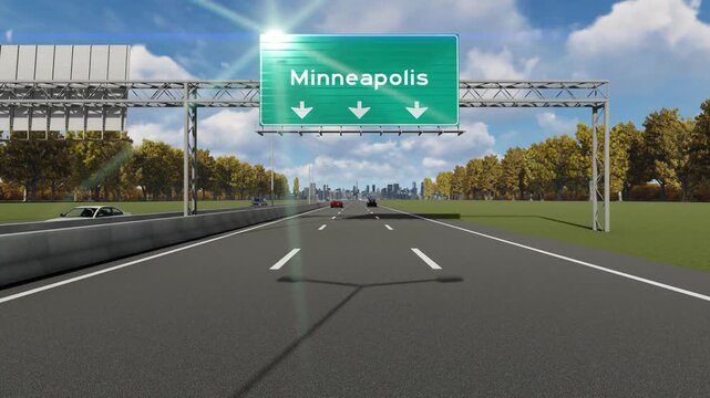 Minneapolis city signboard on highway