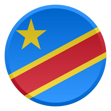 DR Congo Flag Round Disc and 3D Glossy Button Icon