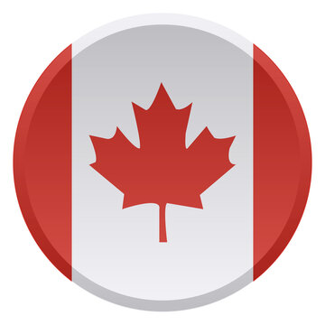 Canada Flag Transparent Round Button and Glossy 3D Disc Icon