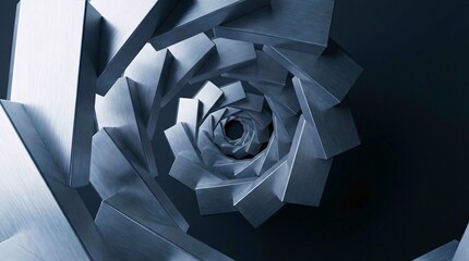 Abstract Metallic Geometric Spiral Tunnel