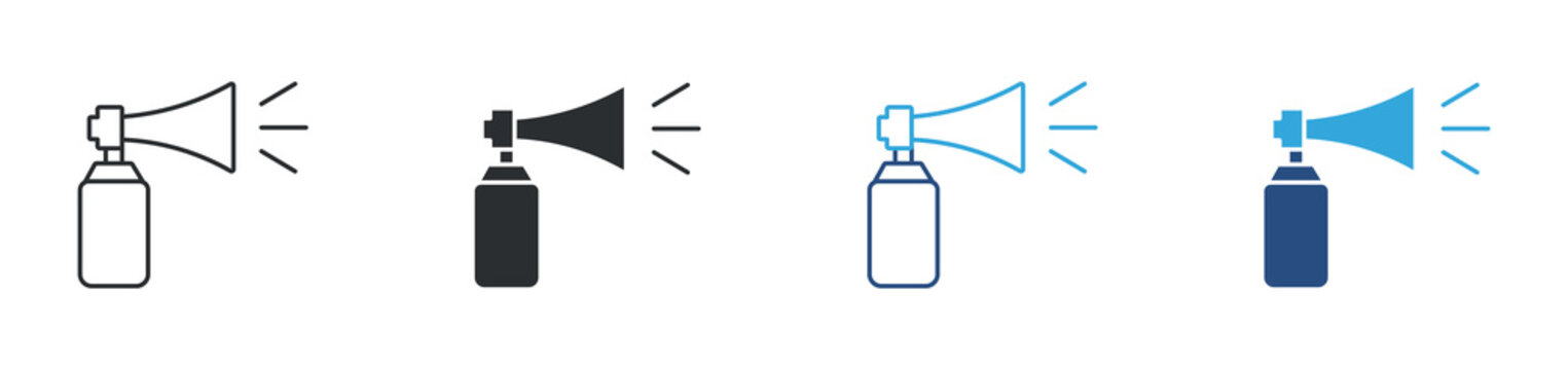 Air horn icon set. loud sound alert device. emergency and announcement concept. vector illustration .