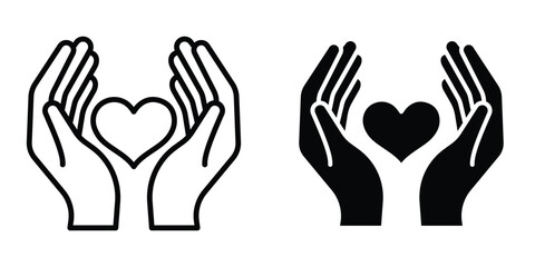 Obraz premium Heart and hands icon design illustration drawings